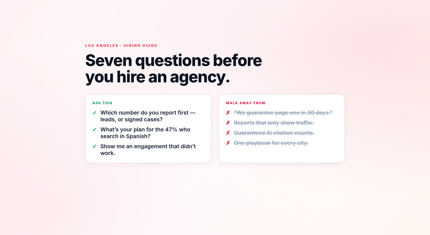 How to Choose a Law Firm Marketing Agency in Los Angeles: Seven Questions That Expose the Pretenders