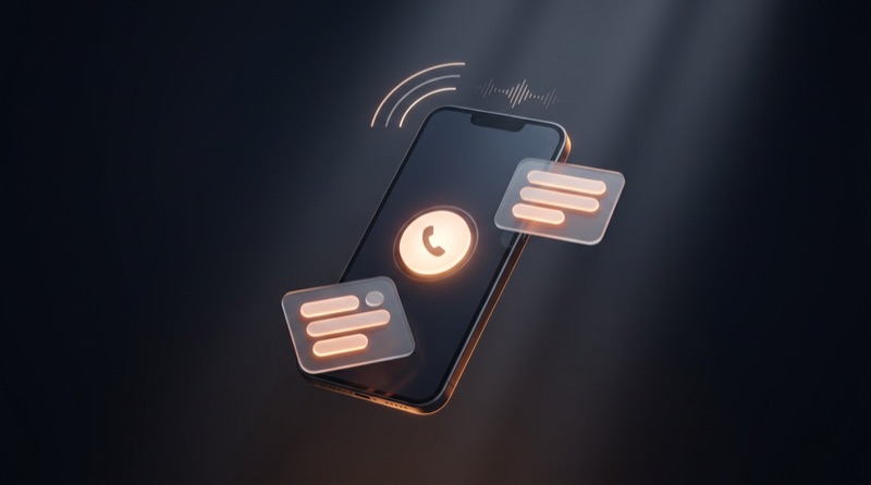 Smartphone with glowing call button and floating intake forms